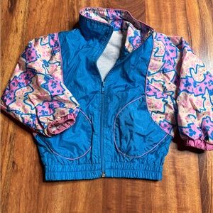 Vibrant Blue Kids Puffer Jacket with Floral Sleeves